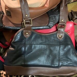 Elegant Leather Black & Brown Women's Handbag